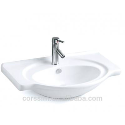 Chaozhou factory ceramic new model classic design wash basin dinning room washroom vanity counter top sink for hotel